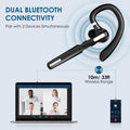 Bluetooth Headset, Wireless Bluetooth Earpiece V5.0 Hands-Free Earphones with Built-in Mic for Driving/Business/Office, Compatible with iPhone and