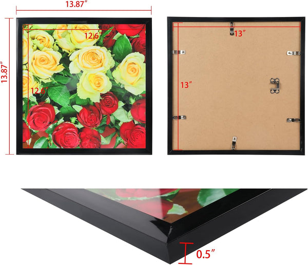 Medog 13x13 Picture Frame for Wall, Square Record Album Photo Frame,1 Pack 1P Black 13x13