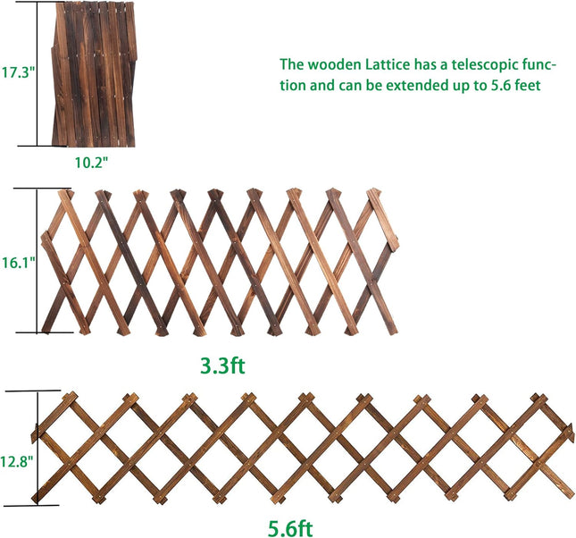 Avalution Extensible Natural Garden Wooden Fence Lattice Frame Plant Support Frame Natural Wooden Lattice Frame for Cucu