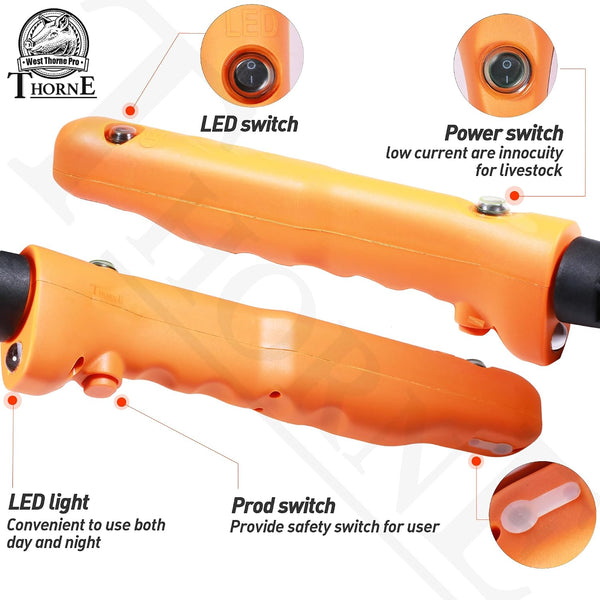 Cattle Prod, Waterproof Cattle Prod Stick with LED Light, Livestock Prod for Modern Livestock Management, X Series 52.0''