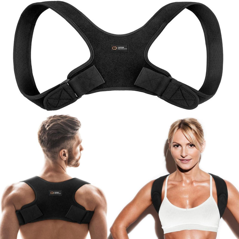 Copper Compression Posture Corrector for Men & Women - Adjustable Copper Infused Orthopedic Brace for Pain Relief from Bad Posture, Slumping -