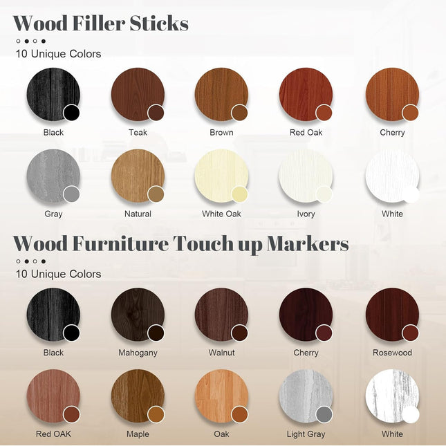 Wood Furniture Repair Kit - Set of 21 Furniture Markers Wood Filler Sticks Wood 