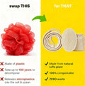 Natural Loofah Bath Set, Exfoliating Luffa Sponge Pads, Back Loofah Scrubber and Sisal Soap Bag. Bath Shower Loofah Sponges for Women and Men, for