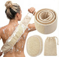 Natural Loofah Bath Set, Exfoliating Luffa Sponge Pads, Back Loofah Scrubber and Sisal Soap Bag. Bath Shower Loofah Sponges for Women and Men, for