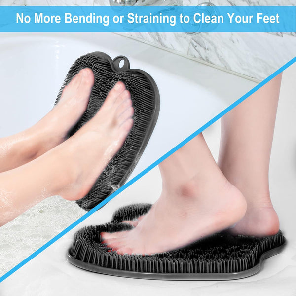 BESKAR Larger Shower Foot Scrubber Mat with Non-Slip Suction Cups- Cleans, Smooths, Exfoliates & Massages your Feet Without Bending, Improve Foot