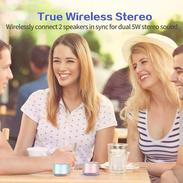 LENRUE A2 Portable Wireless Bluetooth Speaker with Lights and Lanyard,5W Mini Small Metal Speakers Bluetooth 5.0/Aux-In for Iphone Android Home