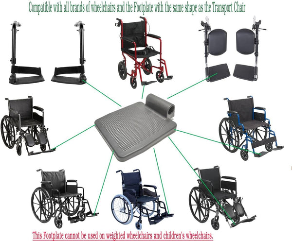Universal Wheelchair Footplate - Replacement Parts, Foot Rest,fits Drive Blue Streak,Silver Sport 1-2, Cruiser III,Other Wheelchairs with