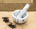 Greenco Mortar and Pestle Set, White Marble Stone Mortar and Pestle Grinding Bowl, Small 4.5 Inches, Kitchen Essential for Spices, Guacamole and