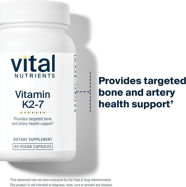 Vital Nutrients Vitamin K2-7 | Promotes Cardiovascular, Heart, Bone Health* | Vitamin K2 + MK7 | Vegan Vitamin K Supplement | Gluten, Dairy, Soy