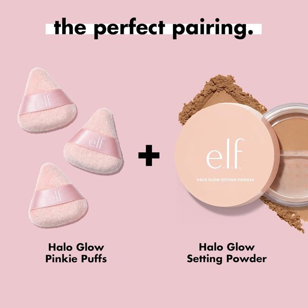 E.L.F. Halo Glow Pinkie Puffs, Finger-Sized, Mini Puff for Applying Loose & Pressed Powders, Soft, Reusable & Washable, Vegan & Cruelty-Free, Set of 3