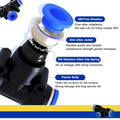 Push to Connect Fittings 3/8" X 1/4" X 3/8" OD Reducing Tee- 6 PCS 3/8" X 1/4" OD Quick Connect Air Hose Fittings - Reducing Straight Union