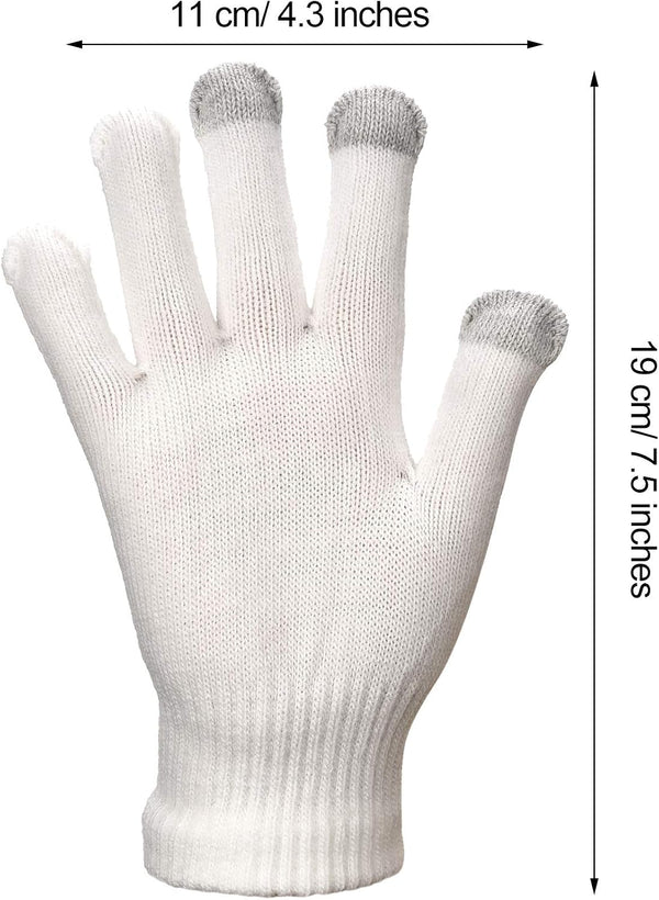 Pangda 12 Pairs Winter Touch Screen Gloves for Men Women Stretch Knitted Texting Gloves Warm Windproof Solid Color Mittens Black, White, Gray