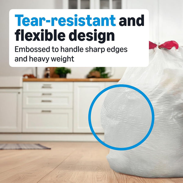 Amazon Basics Ultra-Force Tall Kitchen Drawstring Trash Bags, Classic Clean Scented, 13 Gallon, 80 Count, Pack of 1, Packaging May Vary