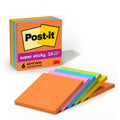 Post-it Super Sticky Notes, 4 x 4 in, Neon Fizz, 6 Lined Pads | School Supplies and Oﬃce Supplies, 2X the Sticking Power 4" x 4"