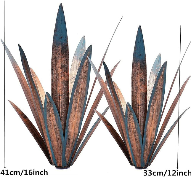 Jesokiibo 2Pcs Tequila Rustic Sculpture DIY Metal Agave Plant Home Decor Rustic 