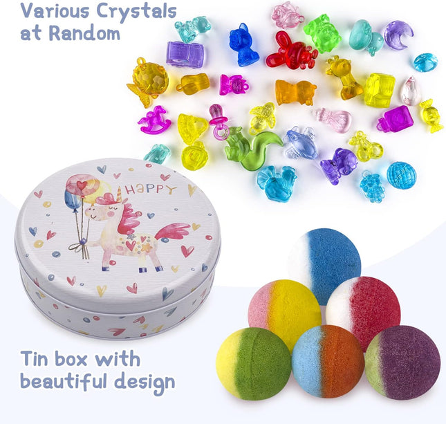 Bath Bombs for Kids, 12pcs Bath Bombs with Surprise Crystal Toys Inside, Handmade Natural and Organic Bubble Bath Fizzie
