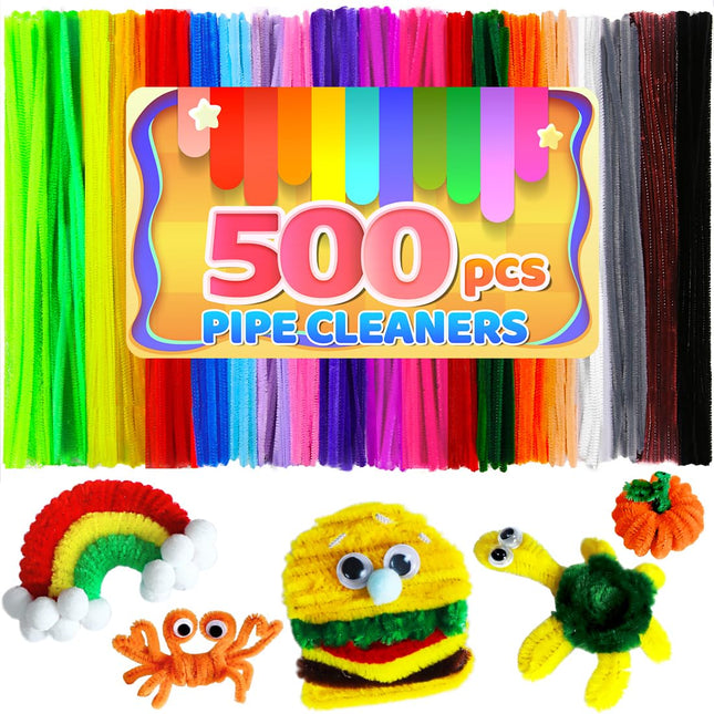 Iooleem 500Pcs Multi-Colored Pipe Cleaners, Chenille Stems, Pipe Cleaners for Crafts, Pipe Cleaner Crafts, Art and Craft