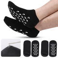 11" Large Silicone Moisturizing Socks for Men - 2 Pairs Soft Foot Care Socks - Feet Moisturizing Socks for Dry Cracked Feet (Size L) 2 pairs black L