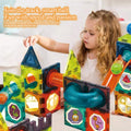 BINZKBB Light Magnetic Tiles Building Blocks for Kids,3D Clear Educational STEM Building Toys,Magnetic Marble Run Blocks Toys for Kids Ages 3 4 5