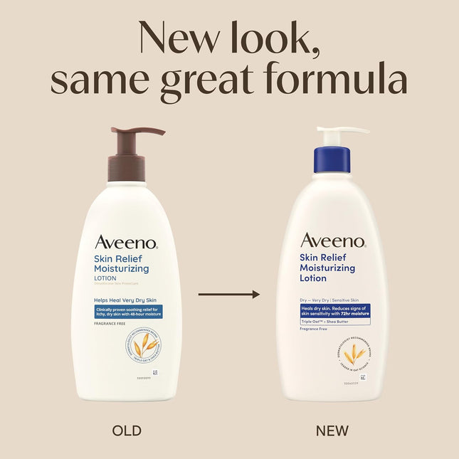 Aveeno Skin Relief Moisturizing Lotion for Very Dry, Itchy Skin with Soothing Triple Oat & Shea Butter Formula, Fragranc