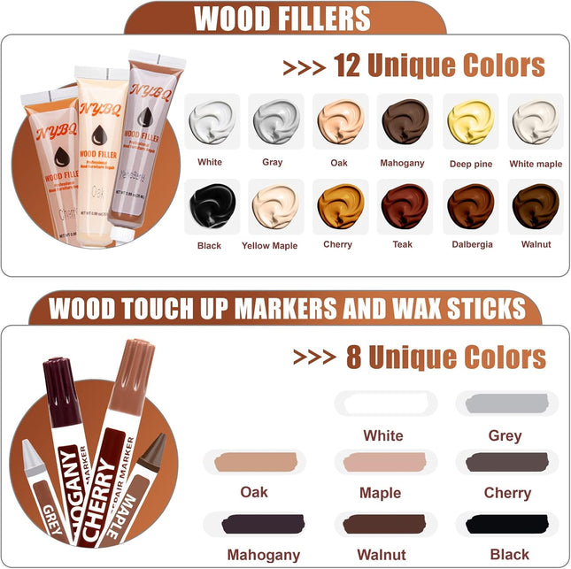 Wood Furniture Repair Kit- Set of 41 Laminate Vinyl Floor Repair Kit Wood Filler