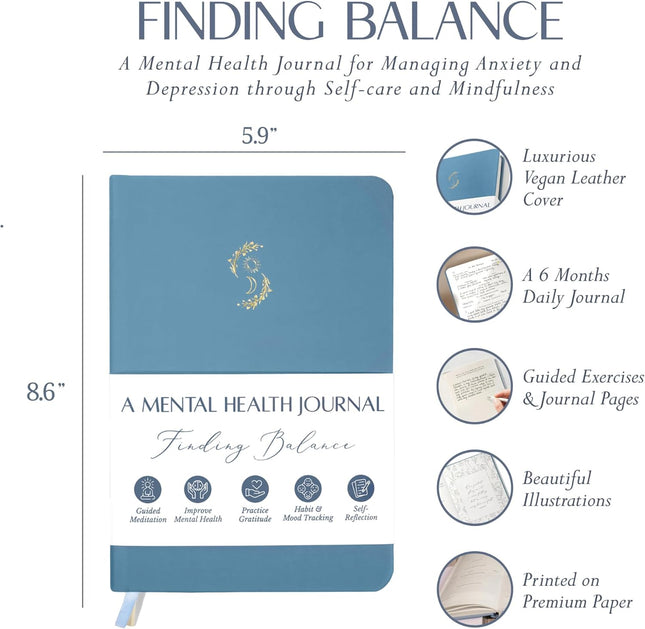 FINDING BALANCE Mental Health Journal Ã¢ÂÂ 6-Month Daily Journal with Prompts 