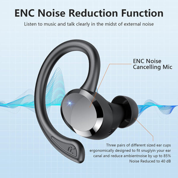 Wireless Earbuds, Earbuds Bluetooth 5.4, Bluetooth Headphones 68Hrs Playtime Sport Earphones with LED Display ENC Noise Cancelling Mic, IPX7