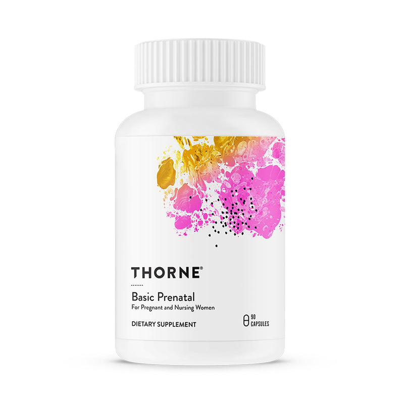 THORNE Basic Prenatal - Well-Researched Folate Multi for Pregnant and Nursing Women Includes 18 Vitamins and Minerals, plus Choline - 90 Capsules