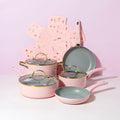 Paris Hilton Epic Nonstick Pots and Pans Set, Multi-layer Nonstick Coating, Tempered Glass Lids, Soft Touch, Stay Cool Handles, Made without PFOA,