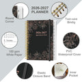 2026-2027 Appointment Book - 2026-2027 Daily Hourly Planner from July 2026 - June 2027,12 Monthly Tabs, Inner Pocket, 6.4" x 8.5", Black Flower