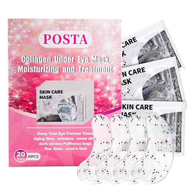 POSTA 20Pairs/40Pcs Collagen under Eye Patches, Glitter under Eye Mask for Dark 