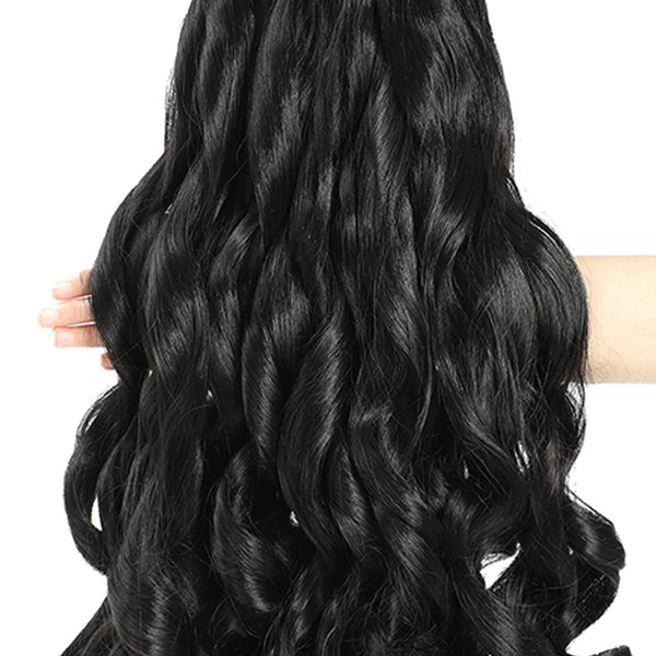 French Curly Braiding Hair 18 Inch 8 Packs Black Color - Pre Stretched Bouncy Braiding Hair- Loose Wavy Synthetic Hair Extensions For Black Women