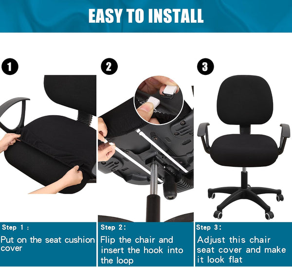 Smiry Office Computer Chair Seat Covers for Desk, Anti-dust Protector Chair Seat Cover Black