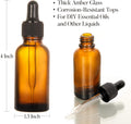 12 pcs, 1 oz Amber Dropper Bottles w/ 3 Stainless Steel Funnels & 1 Long Glass Dropper - 30ml Glass Bottles with Eye Droppers, Leakproof Essential