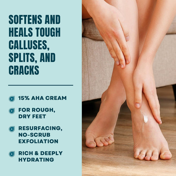 Amlactin Foot Repair Cream - 3 Oz Cream for Dry Cracked Heels with 15% Lactic Acid - Exfoliator and Moisturizer for Dry Skin (Packaging May Vary)