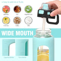 Kodrine 32 Oz Glass Water Bottle with Straw and Carry Loop, One-Touch Leakproof Locking Lid, Reusable Drinking Bottle with Time Marker for Travel