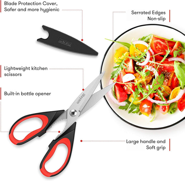 Ibayam Kitchen Scissors All Purpose Heavy Duty, Kitchen Utensils Set, Stainless Steel Cooking Utensils Gadgets, Meat Pou