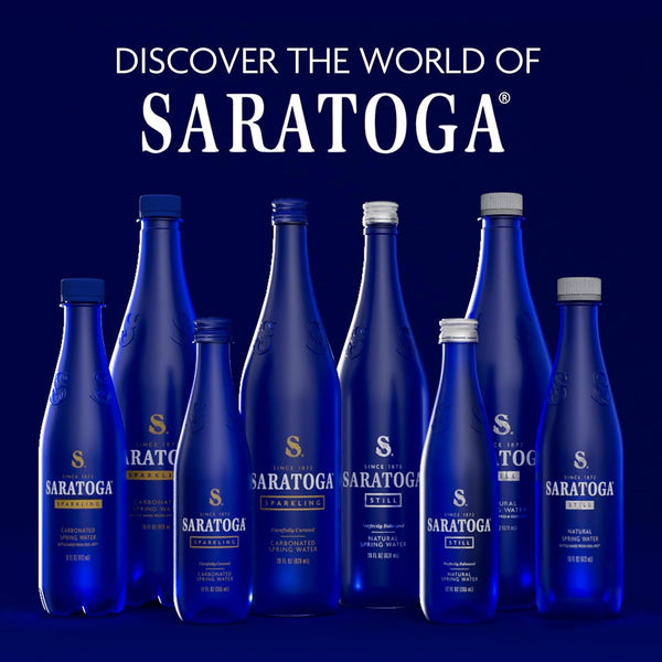 Saratoga Sparkling Water Bottles, 12-Pack - Carbonated Spring Bottled Water with Naturally Occurring Minerals & Electrolytes - Recycled PET