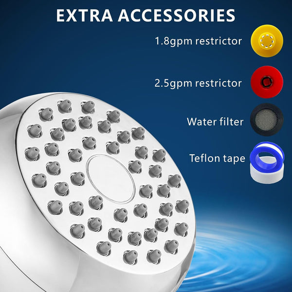 High Pressure Shower Head - Powerful Bathroom Pressure Boosting Showerhead - Perfect Universal Replacement for Rain Shower Heads(Chrome)