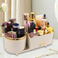 Makeup Organizer Countertop with Drawer 360 Rotating Brush Holder Storage Large Capacity Skincare Cosmetic Display Cases for Vanity Bathroom
