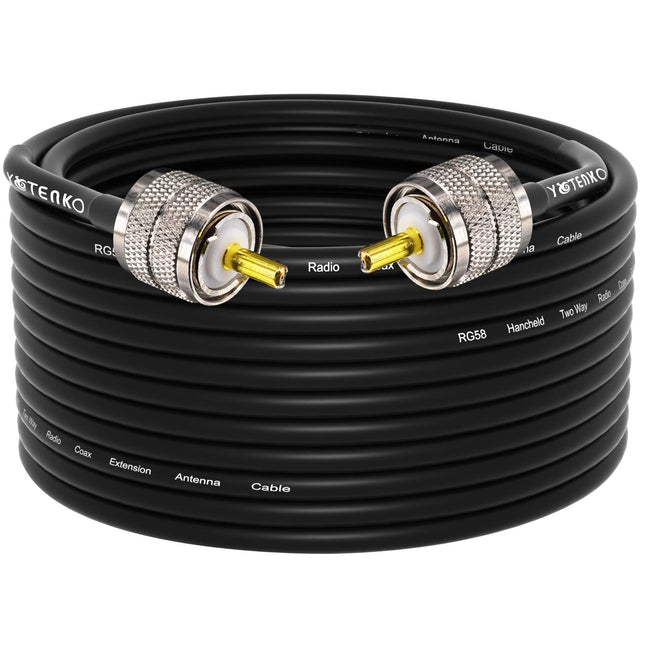 RG58 Coaxial Cable 49.2Ft, CB Coax Cable, UHF PL259 Male to Male Coaxial 50 Ohm 
