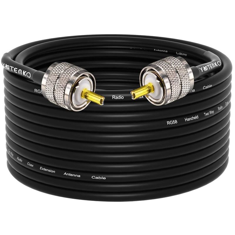 RG58 Coaxial Cable 49.2Ft, CB Coax Cable, UHF PL259 Male to Male Coaxial 50 Ohm Coax Low Loss for HF VHF CB Radio, Ham Radio, SWR Meter, Scanner,