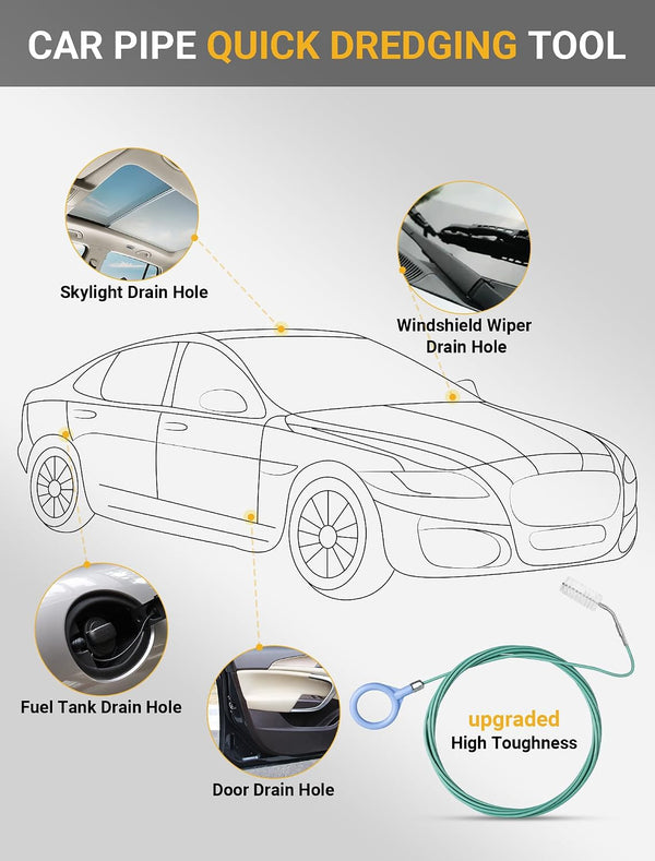Upgraded Auto Sunroof Drain Cleaning Tool, 78 Inch Flexible Drain Brush Long Pipe Cleaners for Car, Tube Cleaning Brush Slim Drain Dredging Tool