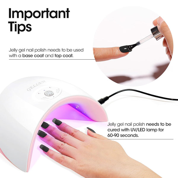 GELLEN Black Gel Nail Polish 18ML 1Pc Sheer Classic Black Gel Polish Soak off UV Light Translucent Nail Polish Salon DIY Nail Art Manicure at Home