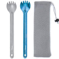 Titanium Spork, 8.7" Long Handle, Backpacking Spork and Spoon, Ultra Lightweight Camping Utensil for Hiking, Travel Titanium Long Sporks,Matte & Blue