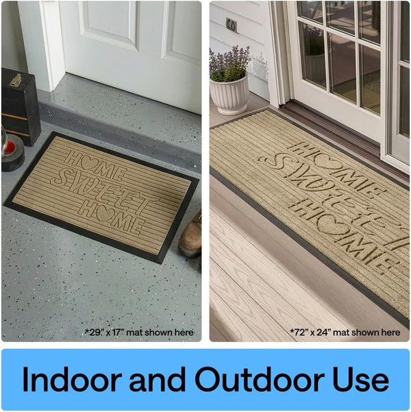 GORILLA GRIP 100% Waterproof All-Season WeatherMAX Doormat, US Designed Natural Rubber, Stain and Fade Resistant, Low Profile Indoor Outdoor Door
