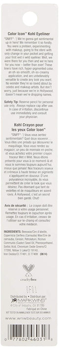Wet N Wild Color Icon Kohl Eyeliner Pencil, Rich Hyper-Pigmented Color, Smooth Creamy Application, Long-Wearing Matte Finish Versatility,