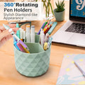 Desk Organizer, 360-Degree Rotating Pencil Pen Holders For Desk, Diamond Pattern Pen Organizer With 5 Compartments, Cute Desk Accessories Decor