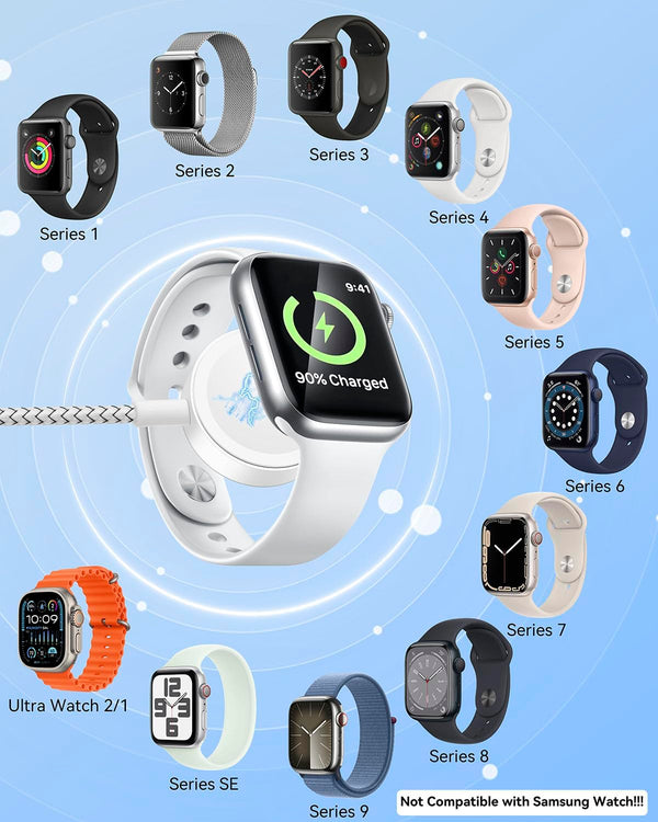 Multi Charging Cable for Apple Watch Charger,4 in 1 Charging Cable Travel Essentials for Iwatch & Iphone Chargers Magnetic Wireless Charger for