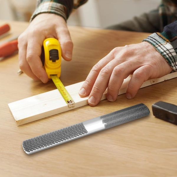 2PCS 8in 4 Way Wood Rasp File, Premium Grade High Carbon Hand File and Round Rasp, Half Round Flat & Needle Files, Multifunctional Hand File for